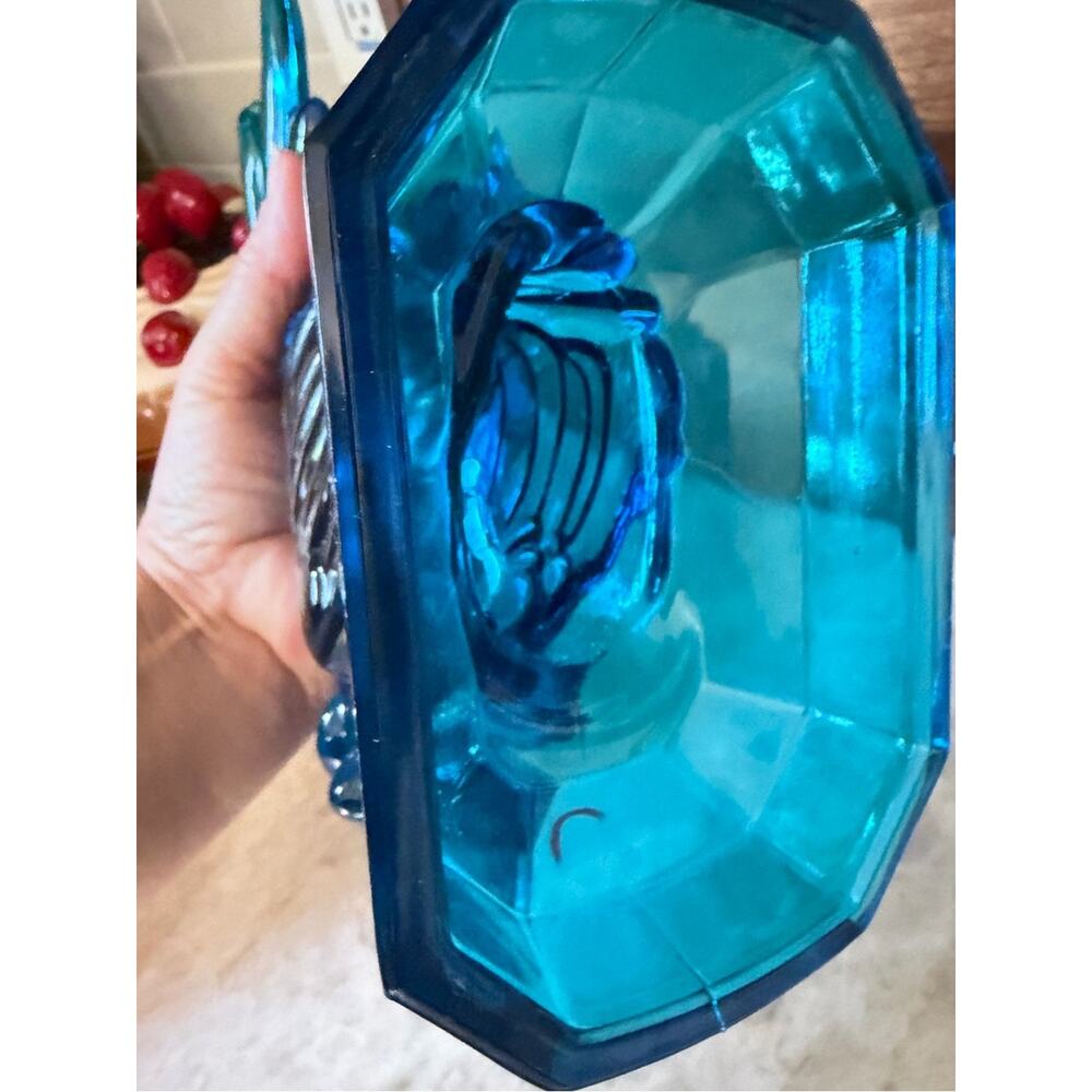 Vintage L.E. Smith Glass Blue Rooster - Picture 7 of 13
